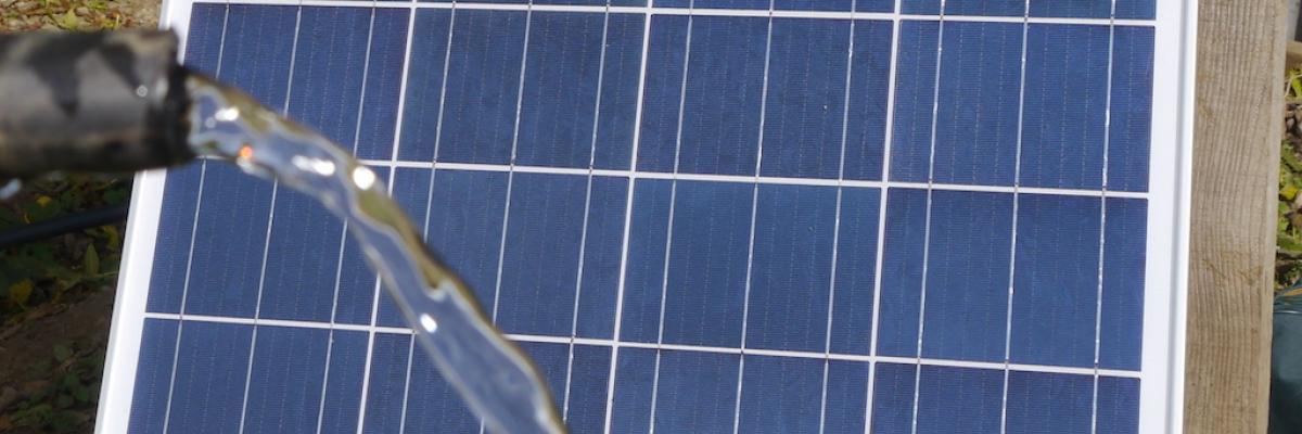 Water flowing from Solar powered pump 